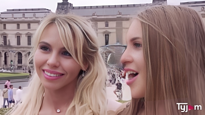 Две девицы прогулялись по городу и познакомились с чуваком, которому одна из них дала в щель