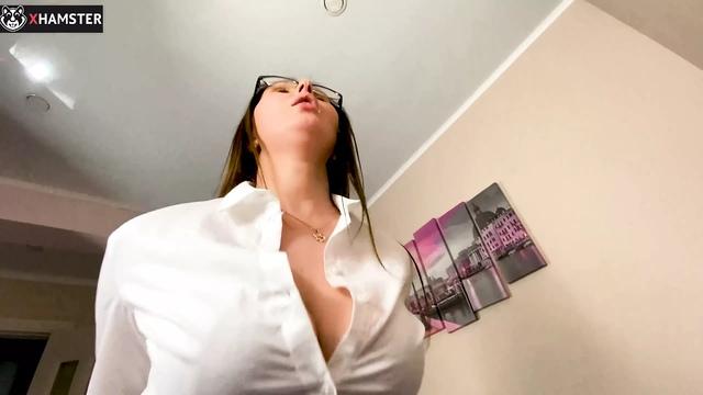 My husband is waiting downstairs while my boss fucks me