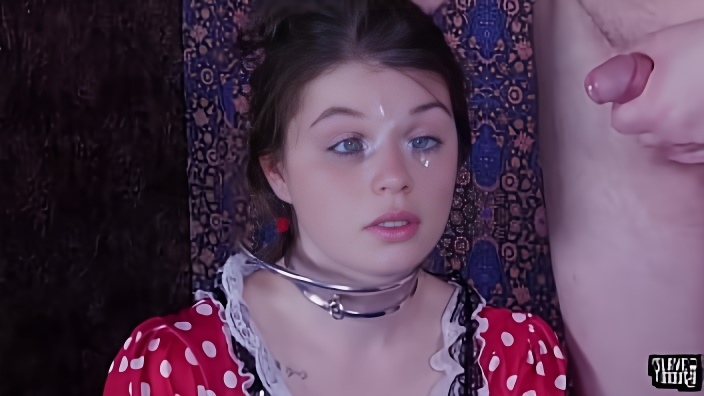 Foot licking teen slave deep throats cock