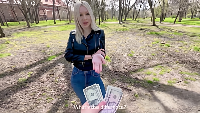 Nice Blonde was Convinced to Have some fun with a Cock for Pennies