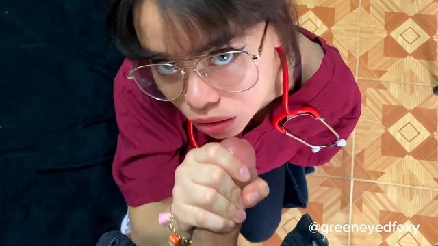 The horny doctor sucks her patient's cock after medical appointment