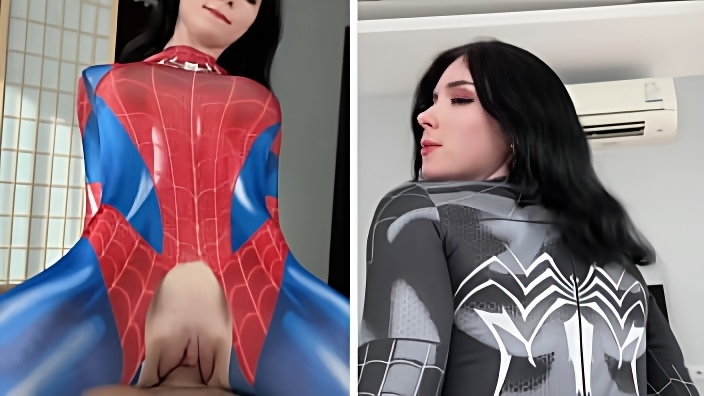 Passionate Spider Woman vs Anal Fuck Lover Black Spider-Girl!