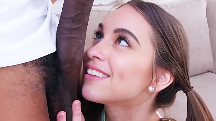 Naughty teen gets so excited to suck that black HUGE cock finally!