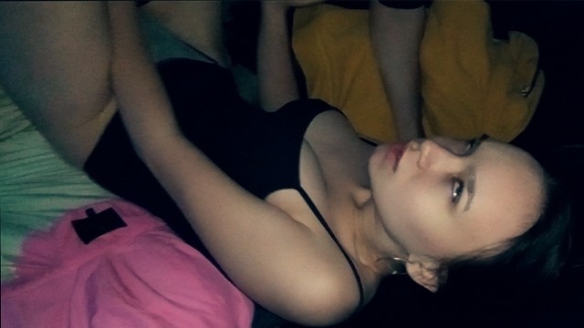 Stepsister cums from my dick in the backseat of the car