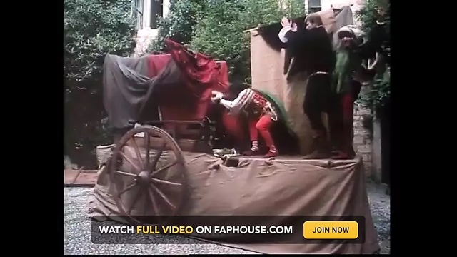 Excellent blonde princess blows king's cock on the wall in the castle