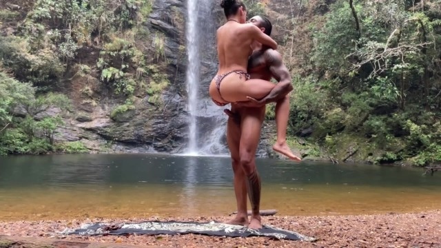outdoor sex at the waterfall
