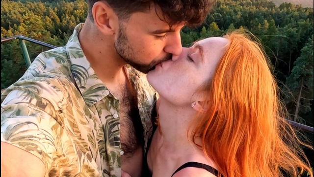 NO WONDER HE CAME IN HER SO QUICKLY! Beautiful redhead and gorgeous view